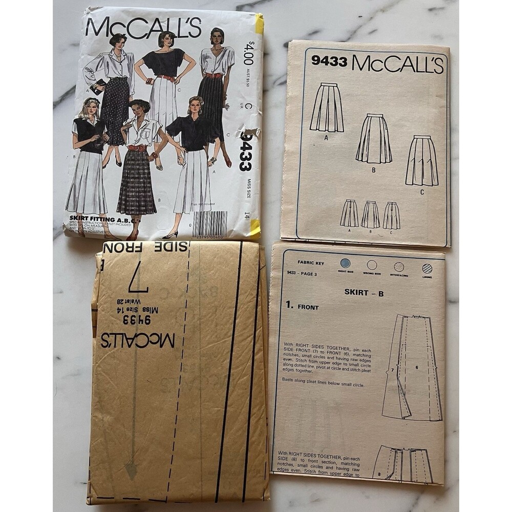 Vintage McCall's Sewing Pattern 9433 Women’s Skirt Size 14 Pleated 3 Styles - Picture 6 of 6